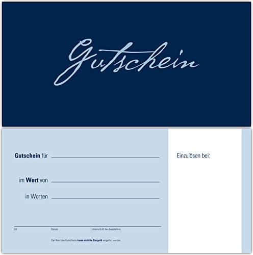 50 Gutscheine Gutscheinkarten Geschenkgutscheine – edel neutral Dunkelblau-Hellblau von Generic