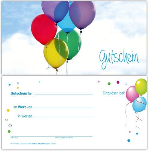 50 Gutscheine Gutscheinkarten Geschenkgutscheine – edel neutral Luftballon von Generic