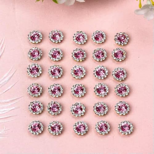 50 Metall-Knöpfe mit glitzernden Kristall-Strasssteinen und Perlen, Flache Rückseite, für Hochzeitsdekoration, Hot Pink + Klar + Silber 50 Metall-Knöpfe mit glitzernden Kristall-Strasssteinen und Perlen, Flache Rückseite, für Hochzeitsdekoration, Hot Pink + Klar + Silber von Generic