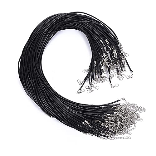 50 Pcs Damen Lederkette, Lederkette Anhänger Damen, Lederband Schwarz Kette, Lederband Kette Schwarz für Armbandherstellung Halsketten DIY Schmuckherstellung Zubehör, 45 cm(Schwarz) von Generic