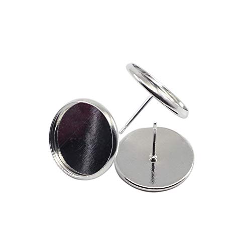 50 Stück 8 10 12 14 16 18 20 mm Edelstahl Eisen Blank Ohrringe Basis Ohrstecker Cabochons Ohrringe Einstellung für DIY Schmuckherstellung, Andere Edelsteine von Generic