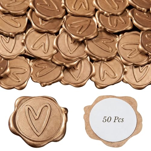 50 Stück Herz Wachssiegel Aufkleber Selbstklebend Retro Bronze für Hochzeit Party Weihnachten Geburtstag Dekorationen 50 Stück Herz Wachssiegel Aufkleber Selbstklebend Retro Bronze für Hochzeit Party Weihnachten Geburtstag Dekorationen von Generic