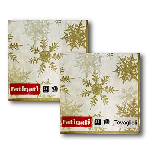50 Stück Papierservietten für Weihnachten, 2 Schleier (33 x 33) - Weiß/Gold von Generic