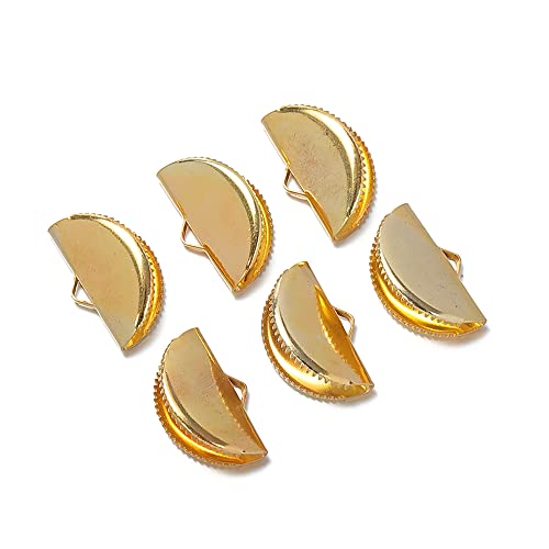 50 Stück Quetschperlen Cove Clasps Kordelendkappen String Ribbon Leder Clip Foldover Connectors Supplies for DIY Jewelry Findings, Andere Edelsteine von Generic