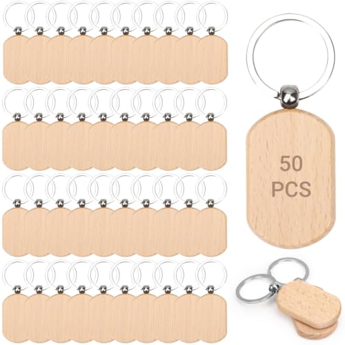 50 hölzerne Blanko-Schlüsselanhänger, gravurfreundliche Holzschlüsselanhänger zum Basteln, Großpackung für individuelle DIY-Geschenke 50 hölzerne Blanko-Schlüsselanhänger, gravurfreundliche Holzschlüsselanhänger zum Basteln, Großpackung für individuelle DIY-Geschenke von Generic