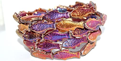 50 stk Fisch gepresste Glasperlen 29500 Böhmische Glasperlen, Fish Pressed Glass Beads-29500 von Generic