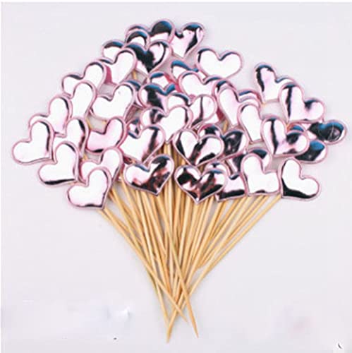 50PcsTortendeko Herz Cupcake Toppers Cupcake Topper Geburtstag Kuchen Dekoration PU Leder Kuchen Karte für Cocktail Sticks Lebensmittel Zahnstocher Party Hochzeitstorte Topper von Generic