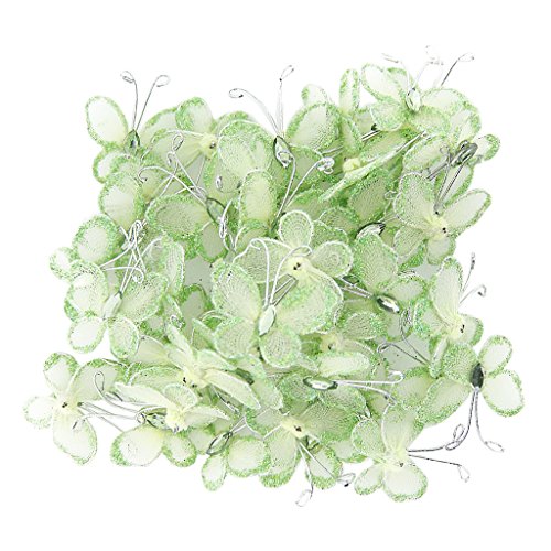 Ca. 50 Stück Drahtgeflecht Strümpfe Glitzer Schmetterlinge grün, Einheitsgröße von MagiDeal