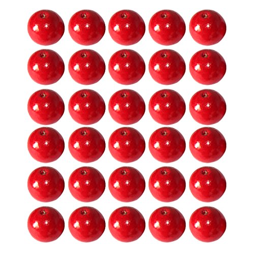 50pcs Rund Holzperlen zum Fädeln Holz Perlen Perle Beads Schmuck Basteln - 10mm, Rot von Generic