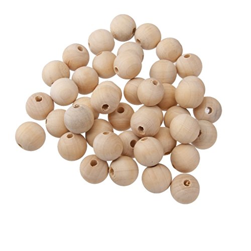 50pcs Rund Holzperlen zum Fädeln Holz Perlen Perle Beads Schmuck Basteln - 5mm, Natur von Sharplace