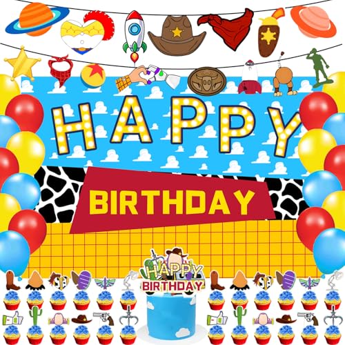 59 Stück Cartoon-Geschichten, Geburtstagsparty-Zubehör, Cartoon-Spielzeug, Motto-Party-Dekoration, Hintergrund, Luftballons, Kuchen, Cupcake-Topper für Spielzeug, Film-Thema 59 Stück Cartoon-Geschichten, Geburtstagsparty-Zubehör, Cartoon-Spielzeug, Motto-Party-Dekoration, Hintergrund, Luftballons, Kuchen, Cupcake-Topper für Spielzeug, Film-Thema von Generic