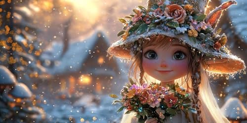 5D DIY Der Winter Diamond Painting Groß Set, Blumen Diamond Painting Erwachsene Diamant Malerei Kinder Basteln Mädchen Diamond-painting Bastelset Erwachsene Home Wand Dekoration Geschenk 20x40cm F53 von Generic