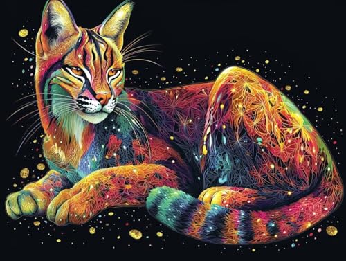 5D DIY Diamond Painting Bilder, Tiere Farbe Katze Diamond Painting Kits für Erwachsene Anfänger und Kinder, Mosaikherstellung Strass Full Drill Stickerei, Geschenk für Heimdekoration 20x30cm S-74 von Generic