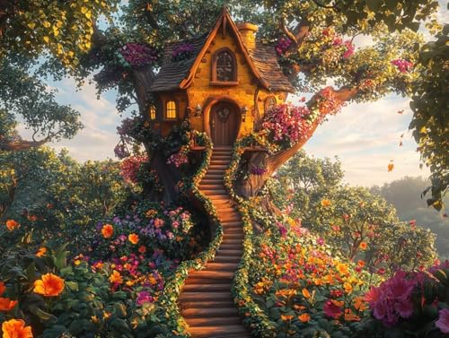 5D DIY Diamond Painting Bilder, Wald Baumhäuser Diamond Painting Kits für Erwachsene Anfänger und Kinder, Mosaikherstellung Strass Full Drill Stickerei, Geschenk für Heimdekoration 40x50cm S-440 5D DIY Diamond Painting Bilder, Wald Baumhäuser Diamond Painting Kits für Erwachsene Anfänger und Kinder, Mosaikherstellung Strass Full Drill Stickerei, Geschenk für Heimdekoration 40x50cm S-440 von Generic