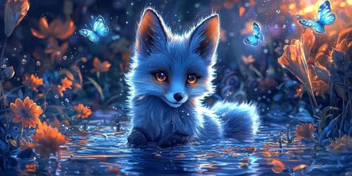 5D DIY Fox Diamond Painting Groß Set, Schmetterling Diamond Painting Erwachsene Diamant Malerei Kinder Basteln Mädchen Diamond-painting Bastelset Erwachsene Home Wand Dekoration Geschenk 70x140cm F151 von Generic
