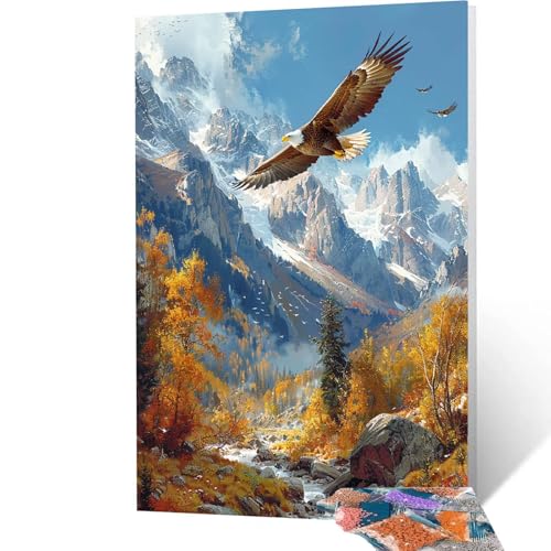 5D Diamond Painting Adler mit Diamond Painting Zubehör Set, Diamant Malen Nach Zahlen Berg, Diamant Cross Stitch Stickerei Bastelset Erwachsene für Deko Wohnzimmer und Geschenke 90x120 cm model/-4519 von Generic