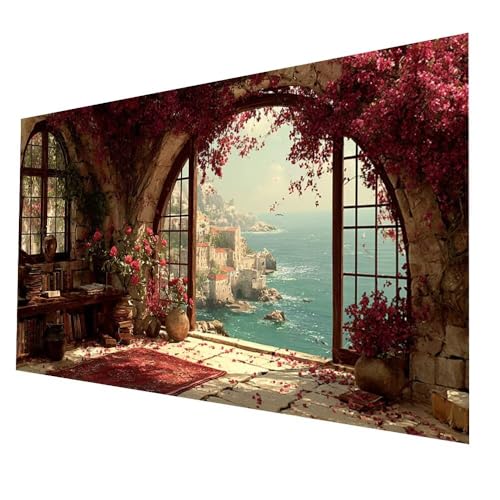 5D Diamond Painting Buch mit Diamond Painting Zubehör Set 60x30 cm, Diamant Malen Nach Zahlen Meerblick, Diamant Cross Stitch Stickerei Bastelset Erwachsene für Deko Wohnzimmer Geschenke model-2291 von Generic