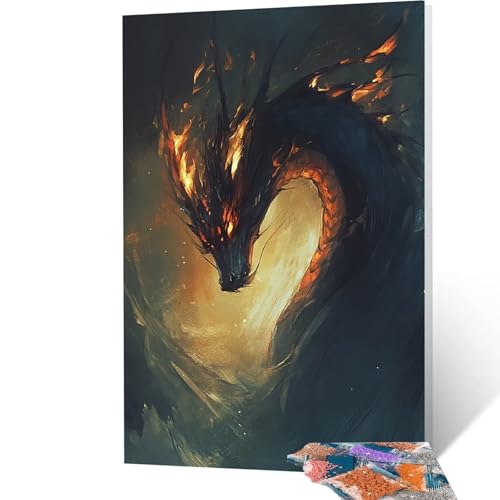 5D Diamond Painting Drachen mit Diamond Painting Zubehör Set, Diamant Malen Nach Zahlen Fantasie, Diamant Cross Stitch Stickerei Bastelset Erwachsene für Deko Wohnzimmer, Geschenke 90x120cm model-5459 von Generic