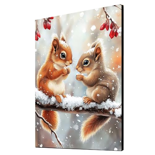 5D Diamond Painting Eichhörnchen Vollbohrer Diamant Malen Nach Zahlen Tier mit Diamond Painting Zubehör Set, Diamant Cross Stitch Stickerei Bastelset Erwachsene für Deko Wohnzimmer 60x80cm 1ZSH-9016 von Generic
