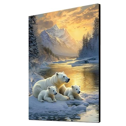5D Diamond Painting Eisbär Vollbohrer Diamant Malen Nach Zahlen Tier mit Diamond Painting Zubehör Set, Diamant Cross Stitch Stickerei Bastelset Erwachsene für Deko Wohnzimmer 70 x 95 cm 1ZSH-8737 von Generic