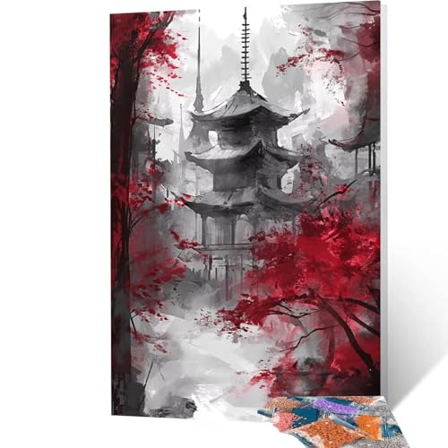 5D Diamond Painting Erwachsene Baum, Architektur Diamant Painting Bilder, DIY Full Drill Mosaikherstellung Cross Stitch Bastelset Erwachsene, Geschenke, Dekor Wohnzimmer, 100x135 cm model/-5160 von Generic