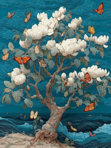 5D Diamond Painting Erwachsene Blume Diamond Painting Baum, Basteln Erwachsene Diamant Malerei Eckige Steine Kreativ Set, Stickerei Kreuzstich Bastelset, Geschenke, Zimmer Deko 80 x 110 cm -TL69G4 von Generic