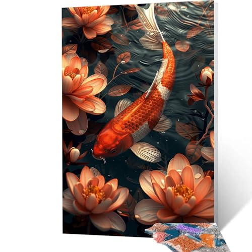 5D Diamond Painting Erwachsene Fisch, Blume Diamant Painting Bilder, DIY Full Drill Mosaikherstellung Cross Stitch Bastelset Erwachsene, Geschenke für Frauen, Dekor Wohnzimmer, 100x135cm model/-4650 von Generic