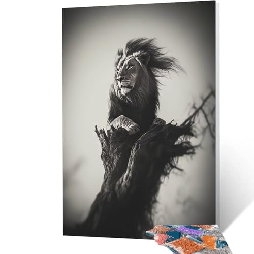 5D Diamond Painting Erwachsene Löwe, Tier Diamant Painting Bilder, DIY Full Drill Mosaikherstellung Cross Stitch Bastelset Erwachsene, Geschenke für Frauen, Dekor Wohnzimmer, 80x110 cm model/-4438 von Generic