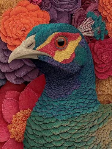 5D Diamond Painting Erwachsene Pfau Diamond Painting Blumen, Basteln Erwachsene Diamant Malerei Eckige Steine Kreativ Set, Stickerei Kreuzstich Bastelset, Geschenke, Zimmer Deko 50 x 70 cm -TL26NK von Generic