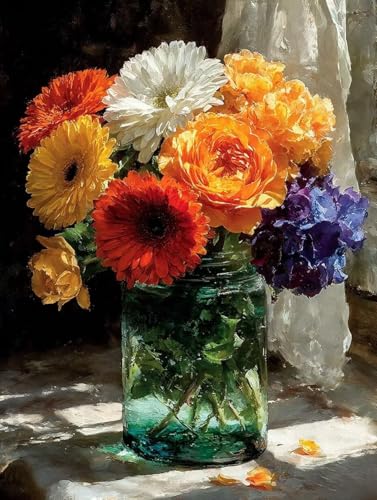 5D Diamond Painting Erwachsene Strauß Diamond Painting Vase, Basteln Erwachsene Diamant Malerei Eckige Steine Kreativ Set, Stickerei Kreuzstich Bastelset, Geschenke, Zimmer Deko 90x120cm -TL609B von Generic