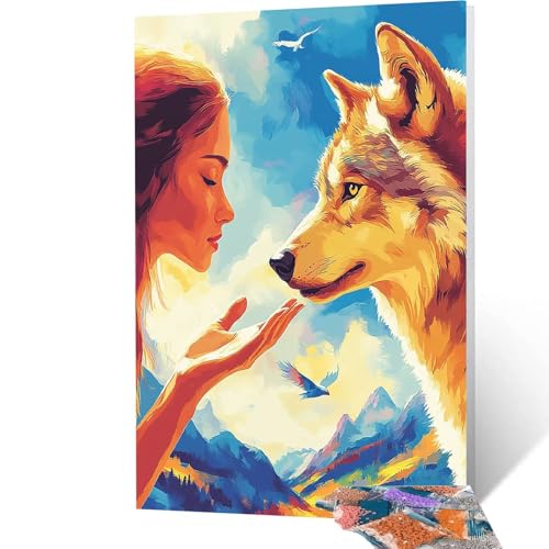 5D Diamond Painting Erwachsene Wolf, Frau Diamant Painting Bilder, DIY Full Drill Mosaikherstellung Cross Stitch Bastelset Erwachsene, Geschenke für Frauen, Dekor Wohnzimmer, 40 x 55 cm model/-9744 5D Diamond Painting Erwachsene Wolf, Frau Diamant Painting Bilder, DIY Full Drill Mosaikherstellung Cross Stitch Bastelset Erwachsene, Geschenke für Frauen, Dekor Wohnzimmer, 40 x 55 cm model/-9744 von Generic