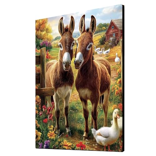 5D Diamond Painting Esel Vollbohrer Diamant Malen Nach Zahlen Ente mit Diamond Painting Zubehör Set, Diamant Cross Stitch Stickerei Bastelset Erwachsene für Deko Wohnzimmer 80 x 110 cm 1ZSH-5548 von Generic