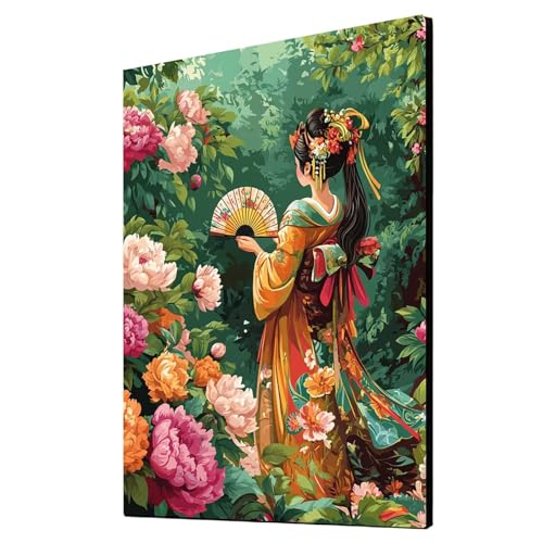 5D Diamond Painting Geisha Vollbohrer Diamant Malen Nach Zahlen Blume mit Diamond Painting Zubehör Set, Diamant Cross Stitch Stickerei Bastelset Erwachsene für Deko Wohnzimmer 70x95 cm 1ZSH-8677 von Generic