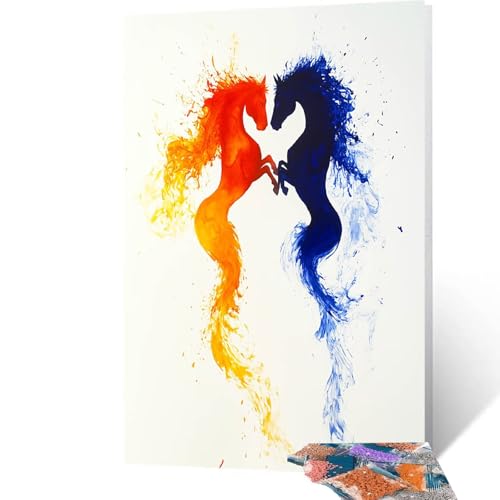 5D Diamond Painting Horse mit Diamond Painting Zubehör Set, Diamant Malen Nach Zahlen Tier, Diamant Cross Stitch Stickerei Bastelset Erwachsene für Deko Wohnzimmer und Geschenke 50x70 cm model/-8155 von Generic