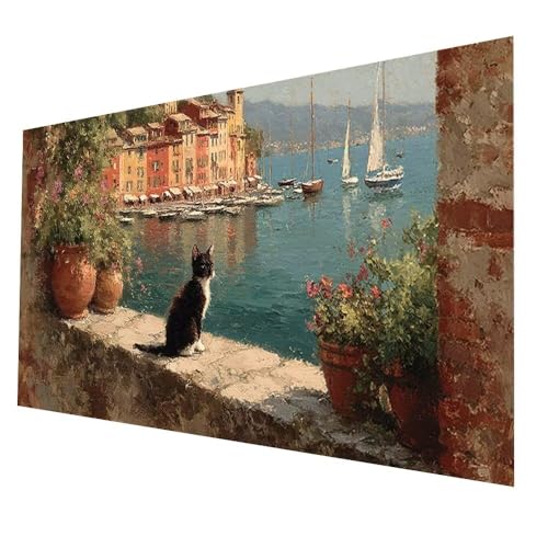 5D Diamond Painting Katze mit Diamond Painting Zubehör Set 60 x 30cm, Diamant Malen Nach Zahlen Landschaft, Diamant Cross Stitch Stickerei Bastelset Erwachsene für Deko Wohnzimmer Geschenke model-7415 5D Diamond Painting Katze mit Diamond Painting Zubehör Set 60 x 30cm, Diamant Malen Nach Zahlen Landschaft, Diamant Cross Stitch Stickerei Bastelset Erwachsene für Deko Wohnzimmer Geschenke model-7415 von Generic