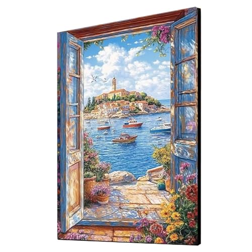 5D Diamond Painting Meerblick Vollbohrer Diamant Malen Nach Zahlen Blume mit Diamond Painting Zubehör Set, Diamant Cross Stitch Stickerei Bastelset Erwachsene für Deko Wohnzimmer 30x40cm 1ZSH-7762 5D Diamond Painting Meerblick Vollbohrer Diamant Malen Nach Zahlen Blume mit Diamond Painting Zubehör Set, Diamant Cross Stitch Stickerei Bastelset Erwachsene für Deko Wohnzimmer 30x40cm 1ZSH-7762 von Generic