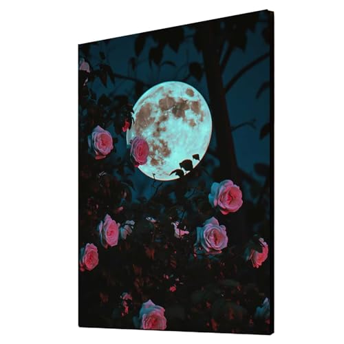 5D Diamond Painting Mond Vollbohrer Diamant Malen Nach Zahlen Blume mit Diamond Painting Zubehör Set, Diamant Cross Stitch Stickerei Bastelset Erwachsene für Deko Wohnzimmer 60x80cm 1ZSH- 18946 von Generic