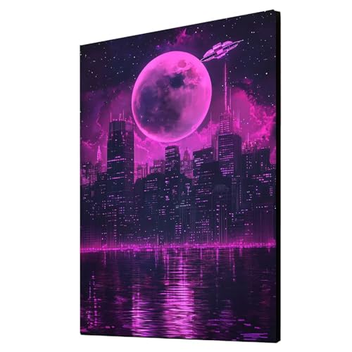 5D Diamond Painting Mond Vollbohrer Diamant Malen Nach Zahlen Stadt mit Diamond Painting Zubehör Set, Diamant Cross Stitch Stickerei Bastelset Erwachsene für Deko Wohnzimmer 100 x 135 cm 1ZSH-14680 von Generic