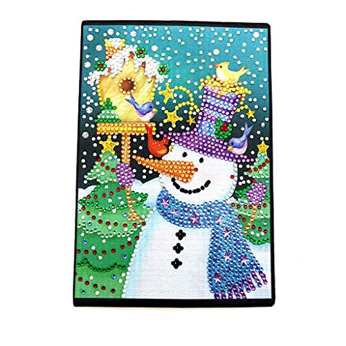 5D Diamond Painting Notebook Kits Merry Christmas Snowman Journal Cover Leather Special Shaped Sketchbook Crystal DIY Diamond Art Hardcover Dairy Book Festival Gift 8.27x5.71IN von Generic