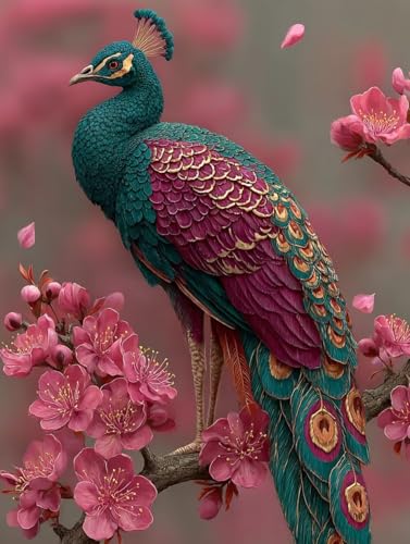 5D Diamond Painting Pfau, Diamond Painting für Home Wand Décor, Blume 5D Eckige Full Drill Diamant Malerei Set, DIY Basteln Erwachsene Set, Diamant Kunst Malerei Stickerei, Geschenk, 40x50cm C-8003 5D Diamond Painting Pfau, Diamond Painting für Home Wand Décor, Blume 5D Eckige Full Drill Diamant Malerei Set, DIY Basteln Erwachsene Set, Diamant Kunst Malerei Stickerei, Geschenk, 40x50cm C-8003 von Generic