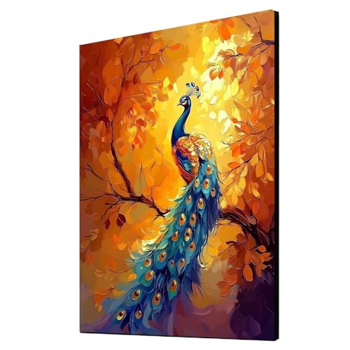 5D Diamond Painting Pfau Vollbohrer Diamant Malen Nach Zahlen Tier mit Diamond Painting Zubehör Set, Diamant Cross Stitch Stickerei Bastelset Erwachsene für Deko Wohnzimmer 90 x 120 cm 1ZSH-14059 von Generic