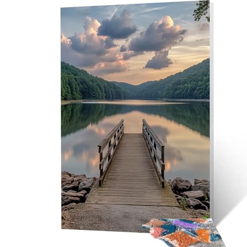 5D Diamond Painting Pier mit Diamond Painting Zubehör Set, Diamant Malen Nach Zahlen Landschaft, Diamant Cross Stitch Stickerei Bastelset Erwachsene für Deko Wohnzimmer, Geschenke 50x70cm model/-8325 von Generic