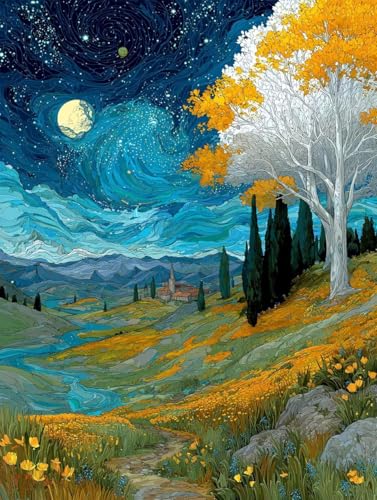 5D Diamond Painting Set Baum, DIY Diamond Painting Erwachsene Sternenhimmel, 5D Full Drill Diamant Malerei Set, DIY Basteln Erwachsene, Diamant Kunst Bilder, Wanddeko, Geschenke, 90x120cm 7-9218 von Generic