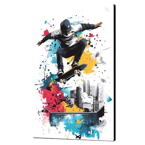 5D Diamond Painting Skateboard Vollbohrer Diamant Malen Nach Zahlen Stadt mit Diamond Painting Zubehör Set, Diamant Cross Stitch Stickerei Bastelset Erwachsene für Deko Wohnzimmer 60x80 cm 1ZSH-20686 von Generic