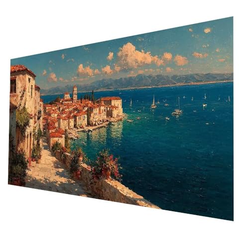 5D Diamond Painting Stadt mit Diamond Painting Zubehör Set 200x100CM, Diamant Malen Nach Zahlen Meer, Diamant Cross Stitch Stickerei Bastelset Erwachsene für Deko Wohnzimmer und Geschenke model-7350 von Generic