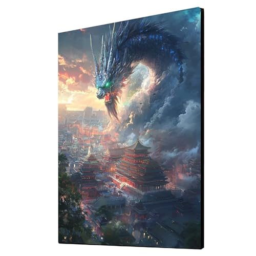 5D Diamond Painting Verbotene Stadt Vollbohrer Diamant Malen Nach Zahlen Drachen mit Diamond Painting Zubehör Set, Diamant Cross Stitch Stickerei Bastelset Erwachsene, Zimmer Deko 100x135cm 1ZSH-13480 von Generic