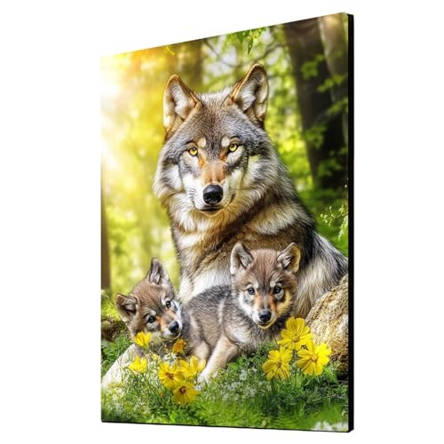 5D Diamond Painting Wolf Vollbohrer Diamant Malen Nach Zahlen Tier mit Diamond Painting Zubehör Set, Diamant Cross Stitch Stickerei Bastelset Erwachsene für Deko Wohnzimmer 35x50 cm 1ZSH- 12763 von Generic