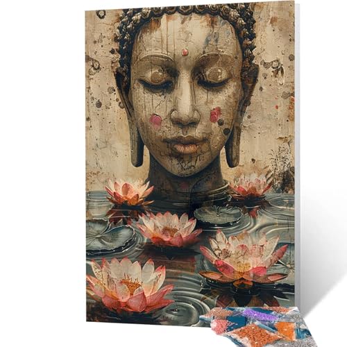 5D Diamond Painting Zen mit Diamond Painting Zubehör Set, Diamant Malen Nach Zahlen Blume, Diamant Cross Stitch Stickerei Bastelset Erwachsene für Deko Wohnzimmer und Geschenke 90x120 cm model/-5239 von Generic