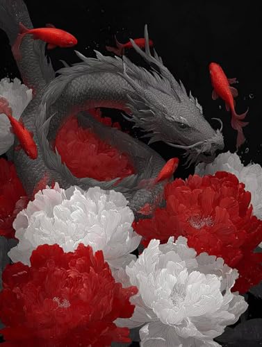 5D Diamond painting Erwachsene Groß xxl 50x70 cm, Bricolage Diamant Painting bilder Fisch Strasssteine Embroidery Kit, Drachen Volldiamant Edelsteine Leinwand Cross Stitch Kit für Zimmer Deko ZSH09065 von Generic