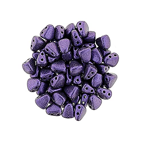 5g Matubo Nib-Bit 2-Loch-Pyramid-Glasperlen metallisch lila Wildleder, 6 x 5 mm (Matubo NIB-BIT 2-hole pyramid glass beads metallic purple suede) von Generic